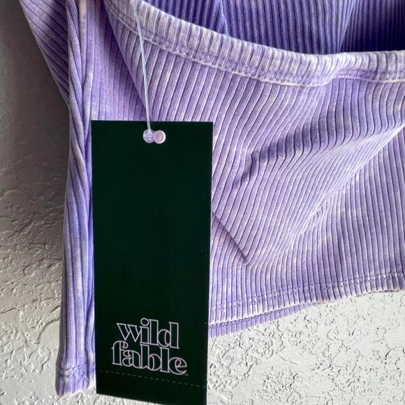 Wild Fable Size XXS Washed Purple Ribbed Cropped Halter Tank Top  Size XXS - Picture 5 of 6
